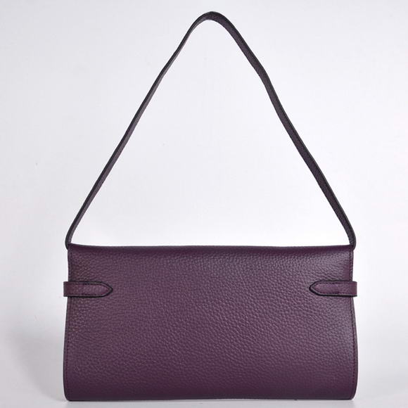 AAA Hermes Kelly 26 CM Shoulder Bag Clemence Purple 60699 On Sale